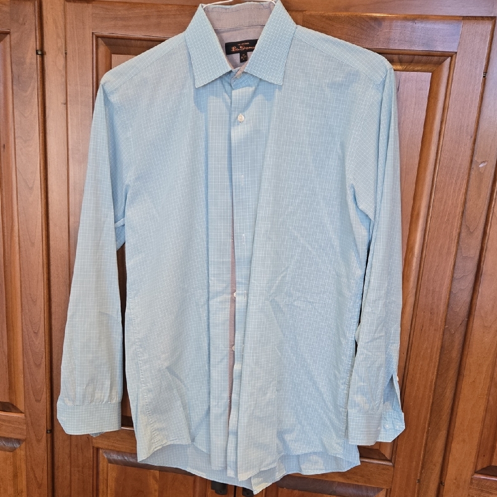 Ben Sherman Light Blue/Green Casual Button Down Shirt